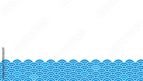 シンプルな青海波の背景装飾イラスト　縁起の良い和柄　和風　日本の伝統文様　吉祥　フレーム