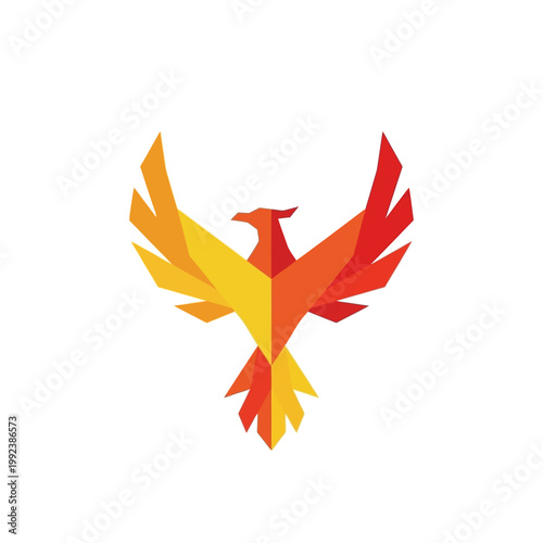Geometric Phoenix Bird Icon.