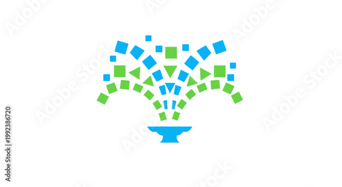 Colorful Squares Emerging From Bowl.