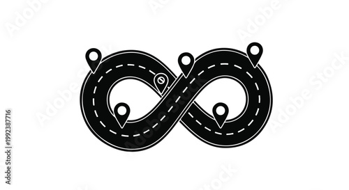 infinity road loop illustration with checkpoints