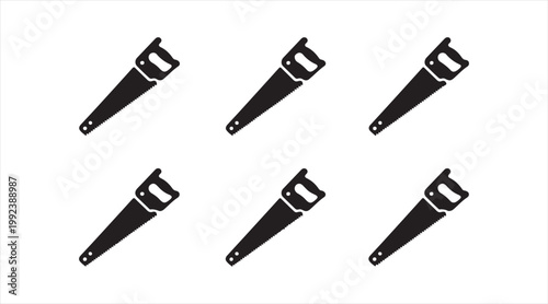 Flat design saw icons pack for wood cutting, repair, and workshop tasks