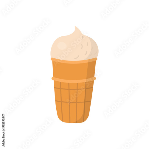 Small simple ice cream cone in minimal pastel style.
