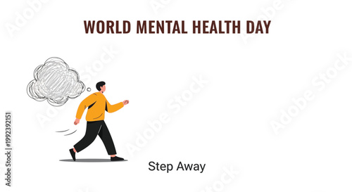 Mental health awareness, World Mental Health Day, stress relief, anxiety vector illustration