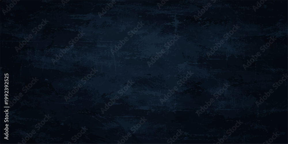 Fototapeta premium Dark navy grunge textured background with abstract distressed paint, rough brush strokes and scratched vintage wall pattern, deep blue gradient backdrop with aged worn surface style.
