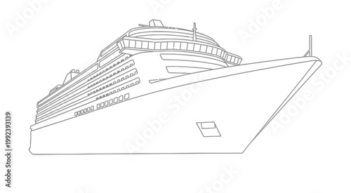 Vector of a large modern cruise ship with multiple decks and an open sun deck