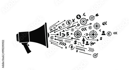 megaphone advertising marketing symbols vector illustration