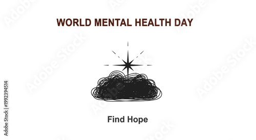 World Mental Health Day, Hope and Support, Mental Wellness, Awareness Vector
