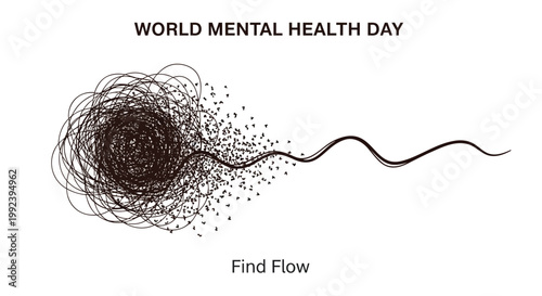 World Mental Health Day, Mental Health Awareness, Anxiety, Stress Relief, Emotional Wellness Vector Illustration