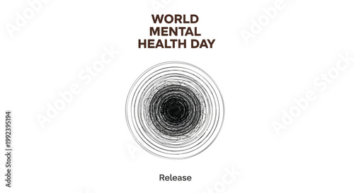 World Mental Health Day awareness, mental wellness, vector illustration, release symbol