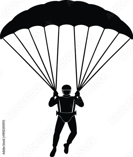 Skydiver with parachute Vector, illustration