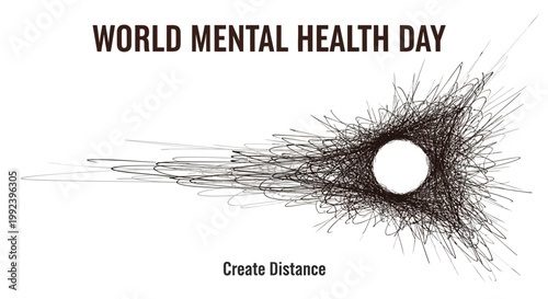 World Mental Health Day awareness, mental health illustration, anxiety, stress relief, emotional wellness