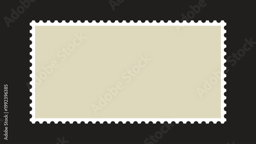 Empty stamp Isolated on black background realistic postage template vector Illustration.