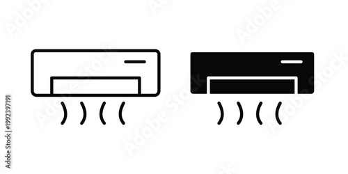 Air conditioner icon design concept. Stroke and flat icons set