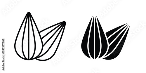 Almond icon design concept. Stroke and flat icons set