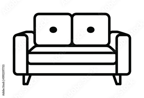 Vector of a two-seater sofa with button-tufted cushions and armrests