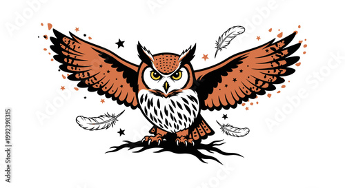 Majestic Owl Wings Spread Wide