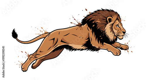 Lion in Mid-Air Leap