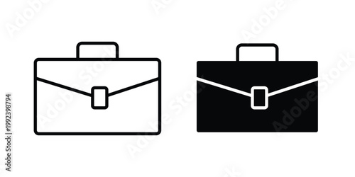 Briefcase icon design concept. Stroke and flat icons set
