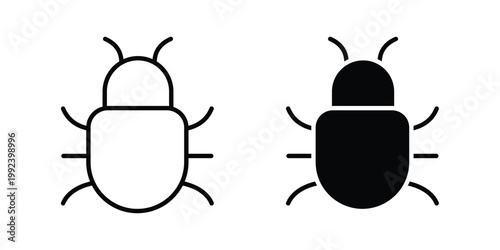 Bug icon design concept. Stroke and flat icons set