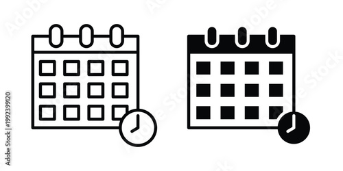 Foto Calendar icon design concept. Stroke and flat icons set