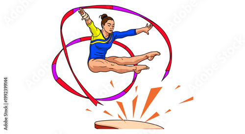 Rhythmic Gymnast With Ribbon