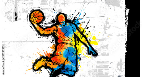 Basketball Player Dunking Art