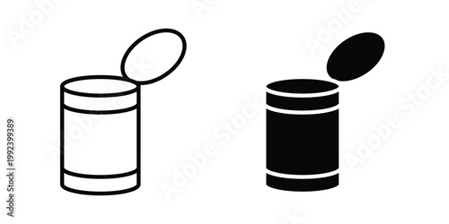Canned food icon design concept. Stroke and flat icons set