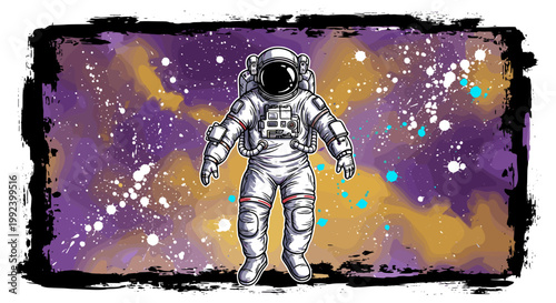 Astronaut Floating in Nebula