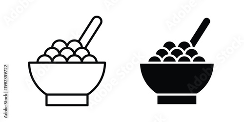 Cereal icon design concept. Stroke and flat icons set