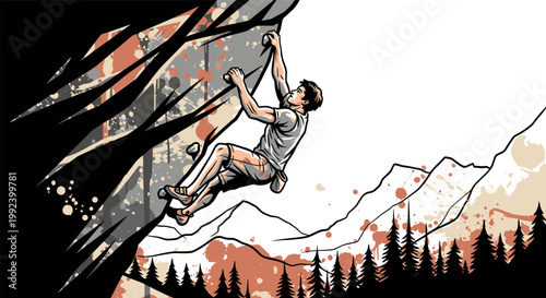 Man Rock Climbing Mountain