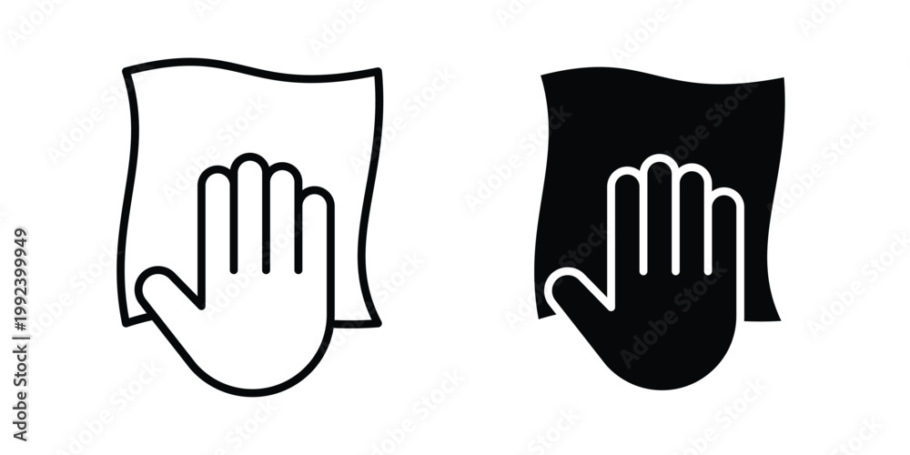 Obraz premium Cleaning cloth icon design concept. Stroke and flat icons set