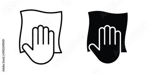 Cleaning cloth icon design concept. Stroke and flat icons set