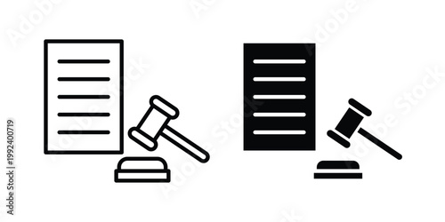 Court decision icon design concept. Stroke and flat icons set