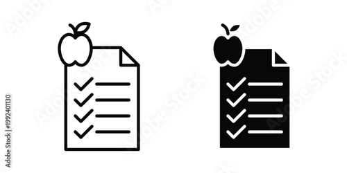 Diet plan icon design concept. Stroke and flat icons set