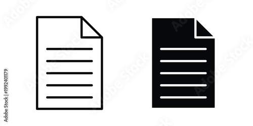 Document icon design concept. Stroke and flat icons set