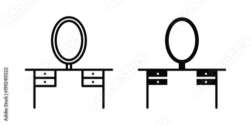 Dresser icon design concept. Stroke and flat icons set