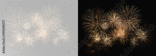 Bild auf Leinwand golden firework flares with intricate starburst particles and radiant luminous t