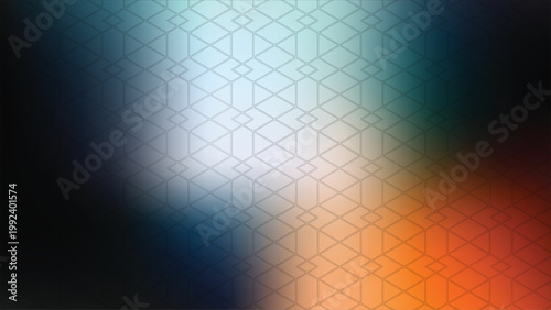 Deep blue and orange abstract backdrop with geometric pattern.