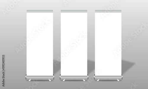 Roll Up Banner Mockup Set on Clean Background