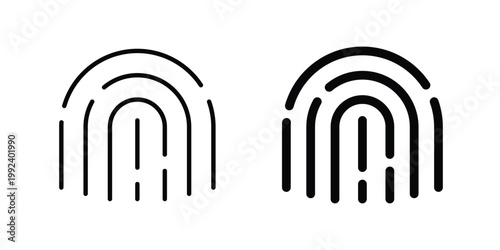 Fingerprint icon design concept. Stroke and flat icons set
