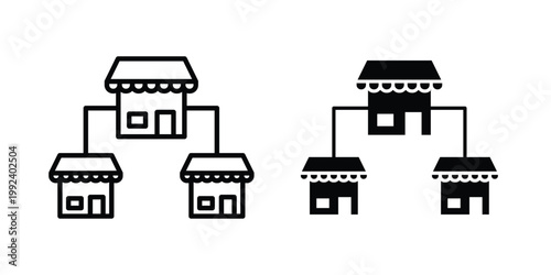 Franchise icon design concept. Stroke and flat icons set