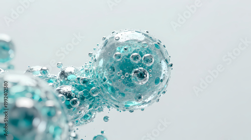 Dynamic bubbles and textures in a scientific environment close-up macroscopic view of fluid dynamics