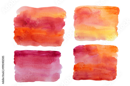 Beautiful watercolor stripes with orange and red paint. hand-painted brush strokes, striped background. 