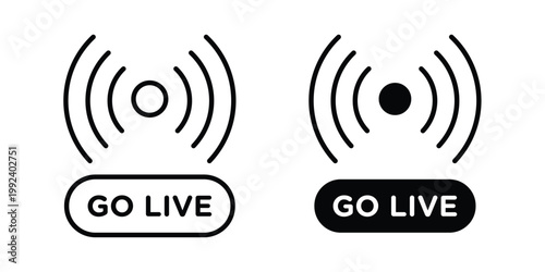 Canvastavla Go live icon design concept. Stroke and flat icons set