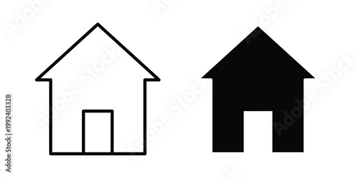 Home icon design concept. Stroke and flat icons set