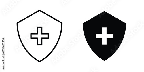 Immunity icon design concept. Stroke and flat icons set