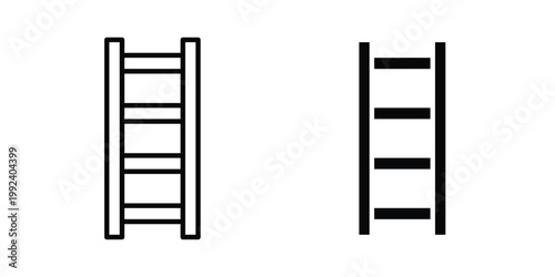 Ladder icon design concept. Stroke and flat icons set
