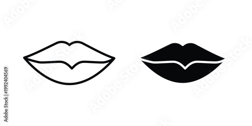 Lips icon design concept. Stroke and flat icons set