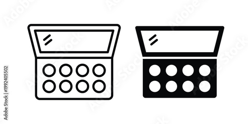 Makeup palette icon design concept. Stroke and flat icons set