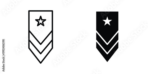 Military rank badge icon design concept. Stroke and flat icons set